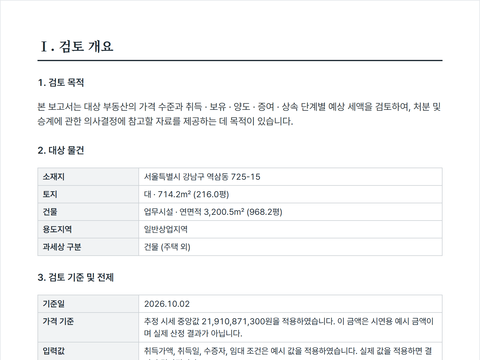 필지장부 통합 절세 제안서의 검토 개요 쪽